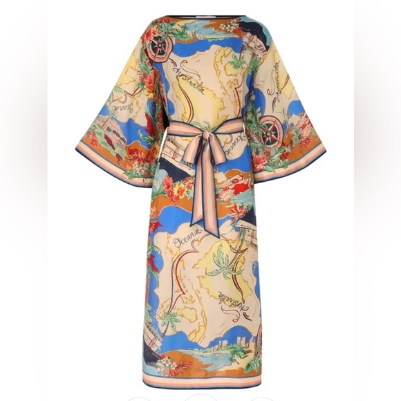 Zimmermann Alight Midi Dress Nautical Map Print Size M - Picture 5 of 5